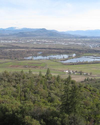 View over Medford and the Rogue Valley from Upper Table Rock, Oregon