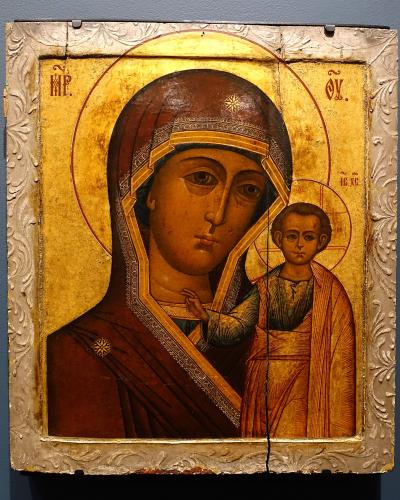 Mother of God of Kazan, 1700s, egg tempera on wood - Jordan Schnitzer Museum of Art, University of Oregon - Eugene, Oregon - DSC09257