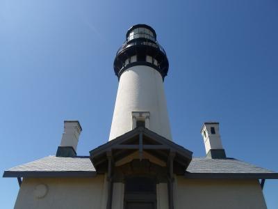 Yaquina Head Lighthouse above the coast at Newport, Oregon